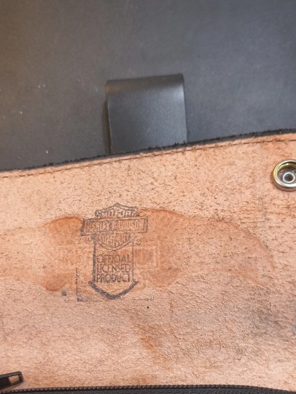 Vintage Harley Davidson Black Leather Wallet with Brown Winged Logo